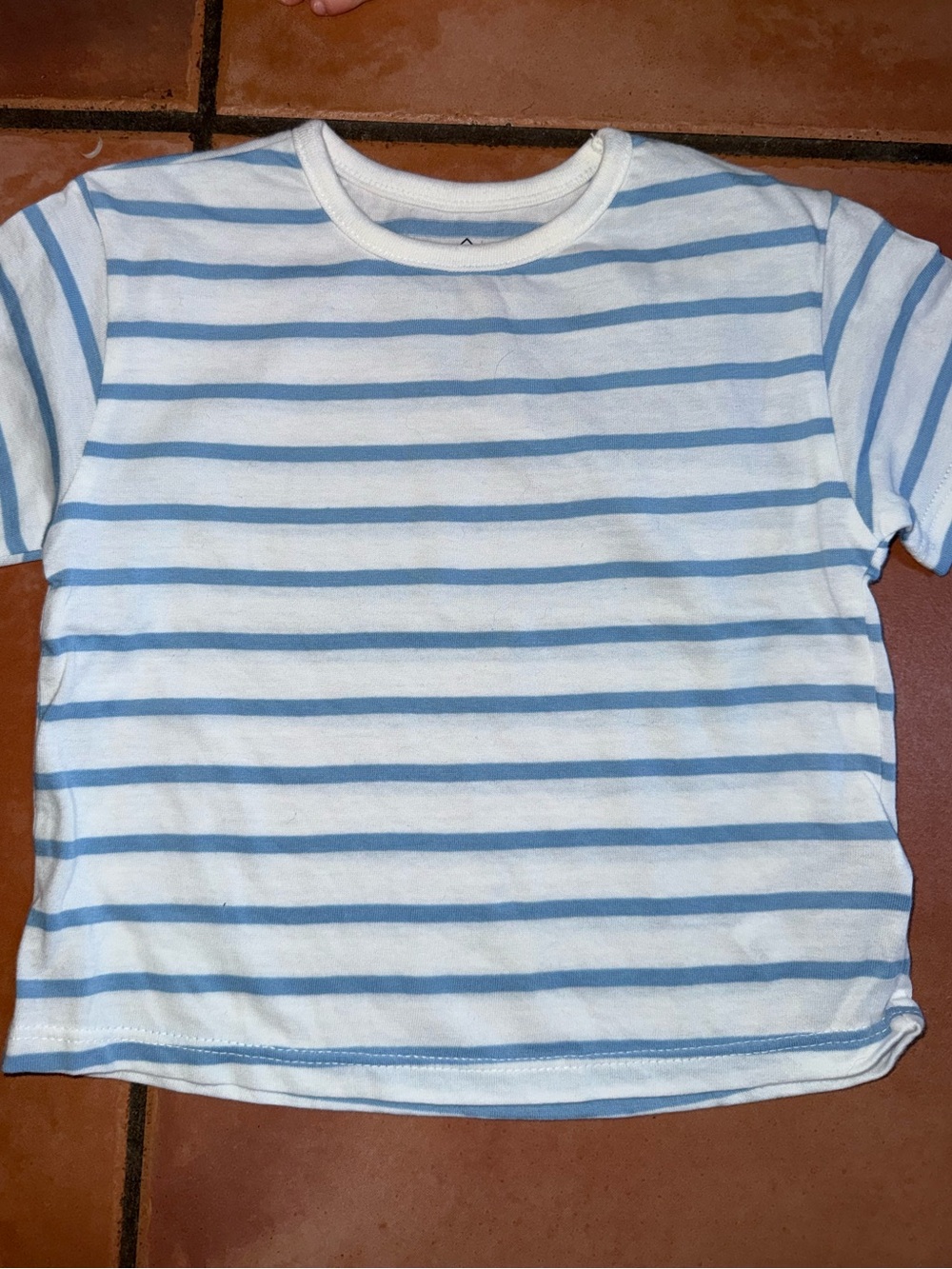 Kids Short-Sleeve‎ Striped Tee in Light Blue & White